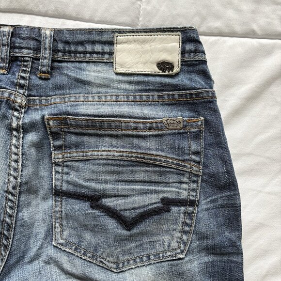 Buffalo David Bitton Bootcut King Jeans Mens 31 X 30 Blue Cotton Button-Fly Blue - Picture 13 of 13